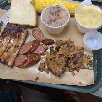 Hard Eight BBQ - Ribs, Pulled Pork, Sausage, Apple Cobbler, Mac and Cheese, Corn on the Cob. Just missing the sauce!!! - Barbeque Near Me - The Colony, Texas Hard Eight BBQ - Ribs, Pulled Pork, Sausage, Apple Cobbler, Mac and Cheese, Corn on the Cob. Just missing the sauce!!! - Barbeque Near Me - The Colony, Texas