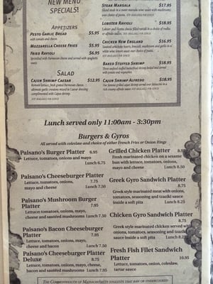 Menu photo 1 Paisanos Southampton, MA