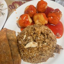 King Town Chinese Restaurant - 103. Sweet & Sour Chicken Balls, chicken fried rice, meat egg roll.