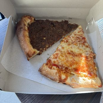 Cuts & Slices - Slices of Oxtail (left); Plain (right) - Pizza Near Me - St Albans, New York