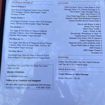 Three Bird Cafe - Brunch Menu - Cafes Near Me - Eureka Springs, Arkansas Three Bird Cafe - Brunch Menu - Cafes Near Me - Eureka Springs, Arkansas