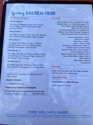 Menu photo 6 Three Bird Cafe Eureka Springs, AR