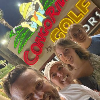Congo River Golf - Our family in front of the sign - Amusement Parks Near Me - Daytona Beach Shores, Florida