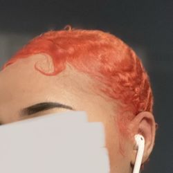 Paul Mitchell The School Roanoke - This is after I got home and 'styled' it a little bit with gel. When dried it's lighter but still neon. The hair is too short to blow dry.