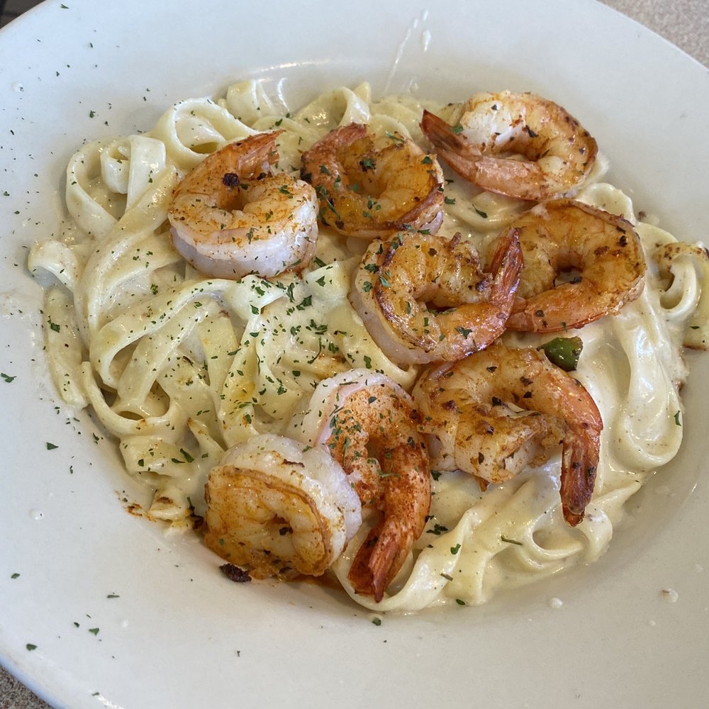 Spires Restaurant - Fettuccine Alfredo with 8 Shrimp - Breakfast & Brunch Near Me - Lawndale, California Spires Restaurant - Fettuccine Alfredo with 8 Shrimp - Breakfast & Brunch Near Me - Lawndale, California