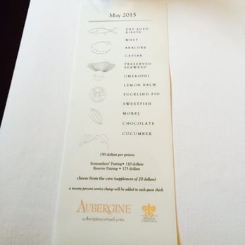 Aubergine - May 2015 tasting menu - New American Near Me - Carmel, California