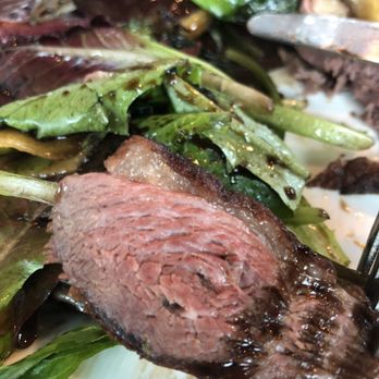 Tete A Tete - Extremely-overcooked duck salad. Mixed greens drenched in oil and balsamic. Look at how dry it looks. - Cafes Near Me - Brooklyn, New York