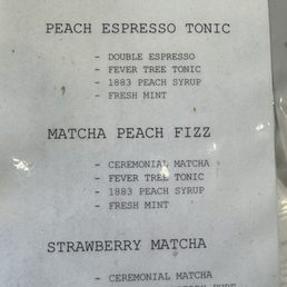 Summer drinks menu Summer drinks menu