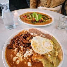 Christmas chilaquiles- superb! (& fajita burrito) Christmas chilaquiles- superb! (& fajita burrito)