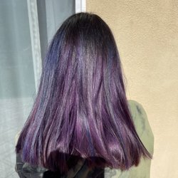 Posh Hair - Purple and blue tones on dark hair.