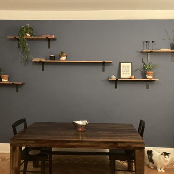Handyma'am - custom shelves Katie built, stained and installed - Handyman Near Me