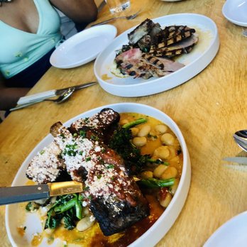 Bayberry Garden - Dinner (top to bottom): monkfish, pork chop, long bone short rib - New American Near Me - Providence, Rhode Island Bayberry Garden - Dinner (top to bottom): monkfish, pork chop, long bone short rib - New American Near Me - Providence, Rhode Island