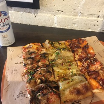 Bonci - L-R mushroom parsley , spicey eggplant , fried onion - Pizza Near Me - Chicago, Illinois Bonci - L-R mushroom parsley , spicey eggplant , fried onion - Pizza Near Me - Chicago, Illinois