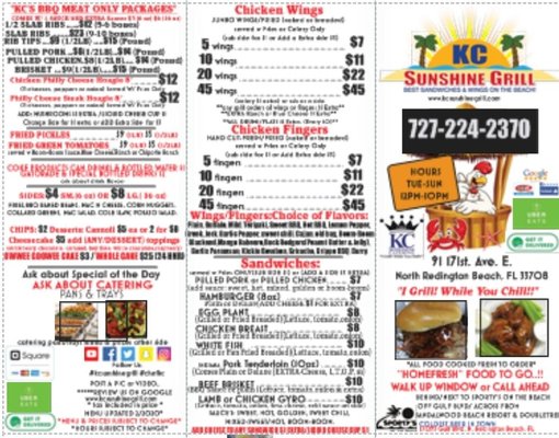 Menu photo 6 KC Sunshine Grill North Redington Beach, FL