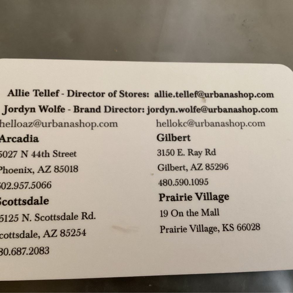urbAna - Business card - Home Decor Near Me - Scottsdale, Arizona urbAna - Business card - Home Decor Near Me - Scottsdale, Arizona