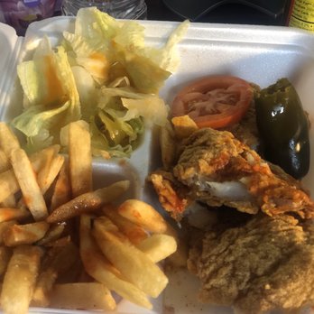 Navy Seafood - 'Catfish' meal (not the best photo), but not the best food either....was hoping - Seafood Near Me - Houston, Texas