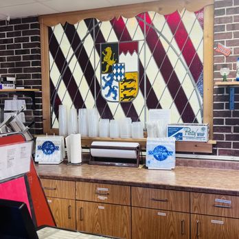 Bavaria Sausage - Behind the counter stained glass artwork - Specialty Food Near Me - Fitchburg, Wisconsin Bavaria Sausage - Behind the counter stained glass artwork - Specialty Food Near Me - Fitchburg, Wisconsin