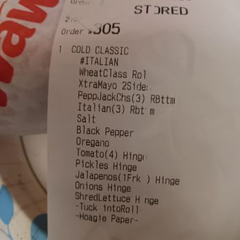 Wawa - The list of ingredients that I ordered. - Gas Stations Near Me - Lecanto, Florida Wawa - The list of ingredients that I ordered. - Gas Stations Near Me - Lecanto, Florida