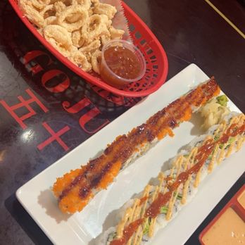 Go Juu - Spicy Shrimp Roll with the  Florida roll. Fried Calamari-was so good - Asian Fusion Near Me - Newnan, Georgia