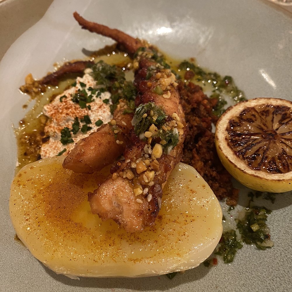 Graffiti Raw - Charred Octopus with Crème Fraiche and Chorizo - Seafood Near Me - Houston, Texas Graffiti Raw - Charred Octopus with Crème Fraiche and Chorizo - Seafood Near Me - Houston, Texas