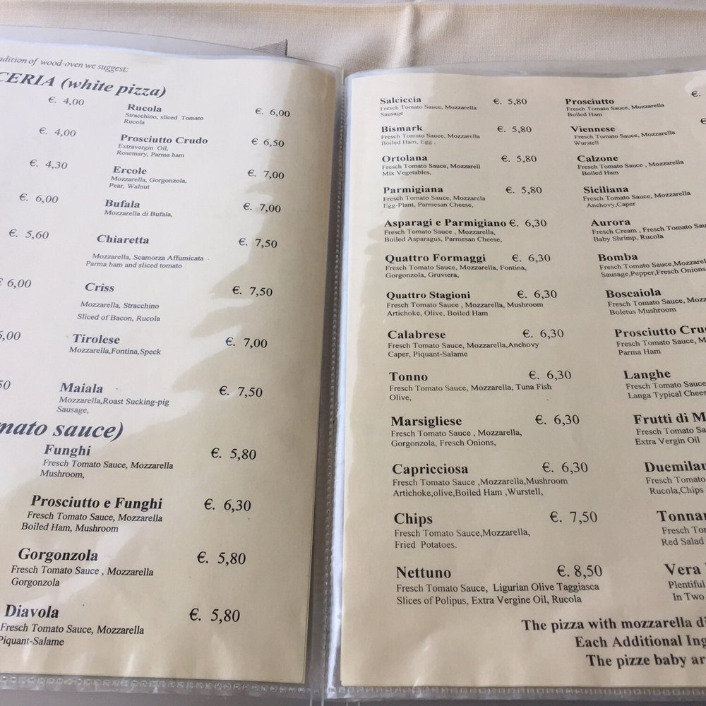 Ristorante Il Commercio - Pizza menu-lots of choices - Italian Near Me - Sinio, CN