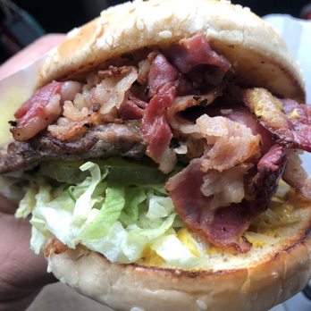 Triangle Drive In - Different angle of pastrami burger - Burgers Near Me - Fresno, California Triangle Drive In - Different angle of pastrami burger - Burgers Near Me - Fresno, California