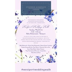 Stephen Kempson London - First WESTPORT Wedding wall! This Sunday, March 31st, 11:00-3:00. Serving bites, sips and inspiration! Stop by 5 Post rd W, WESTPORT, CT