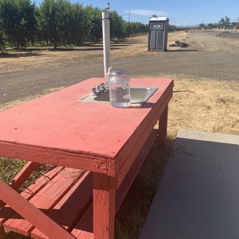 Bock's Fruit - Hand washing station and portable potty - Fruits & Veggies Near Me - Marysville, California
