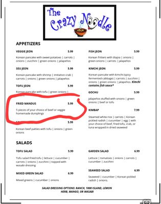 Menu photo 1 The Crazy Noodle Memphis, TN