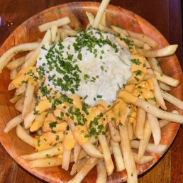 Vindicktive fries, which were topped with blue cheese, Frank's aioli, and chives Vindicktive fries, which were topped with blue cheese, Frank's aioli, and chives