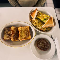 Alice's Diner - Three French Toast with Sausage Omelette, homefries and toast