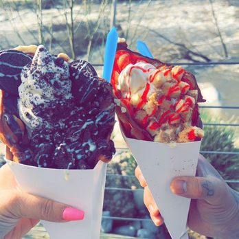Three Rivers Yogurt - Oreo bubble waffle and strawberry cheesecake bubble waffle - Desserts Near Me - Three Rivers, California Three Rivers Yogurt - Oreo bubble waffle and strawberry cheesecake bubble waffle - Desserts Near Me - Three Rivers, California