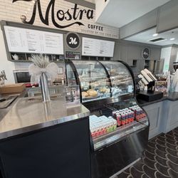 Mostra Coffee - Menu and drink and pastry case