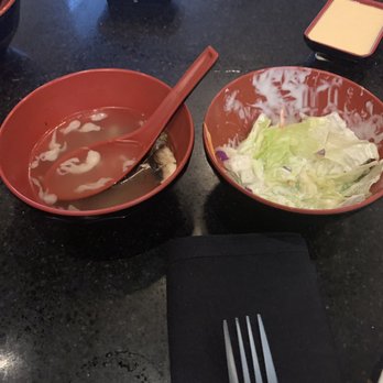 Kabuto - Some kind of salty soup and House Salad - Japanese Near Me - Charlotte, North Carolina Kabuto - Some kind of salty soup and House Salad - Japanese Near Me - Charlotte, North Carolina