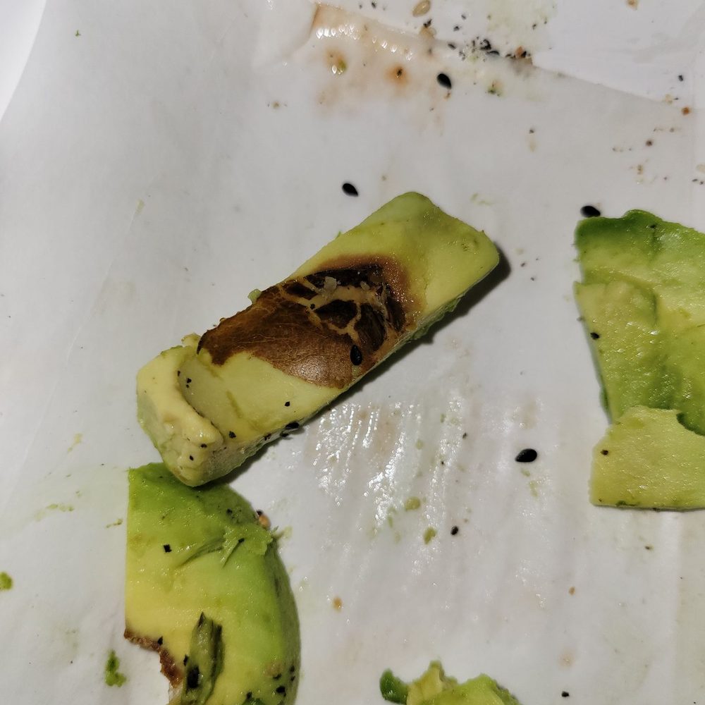 Cafe Big Mug - Pit skin still in the avocado. It was so under ripe. I couldn't even snap it with my fingers. - Coffee & Tea Near Me - Santa Clara, California