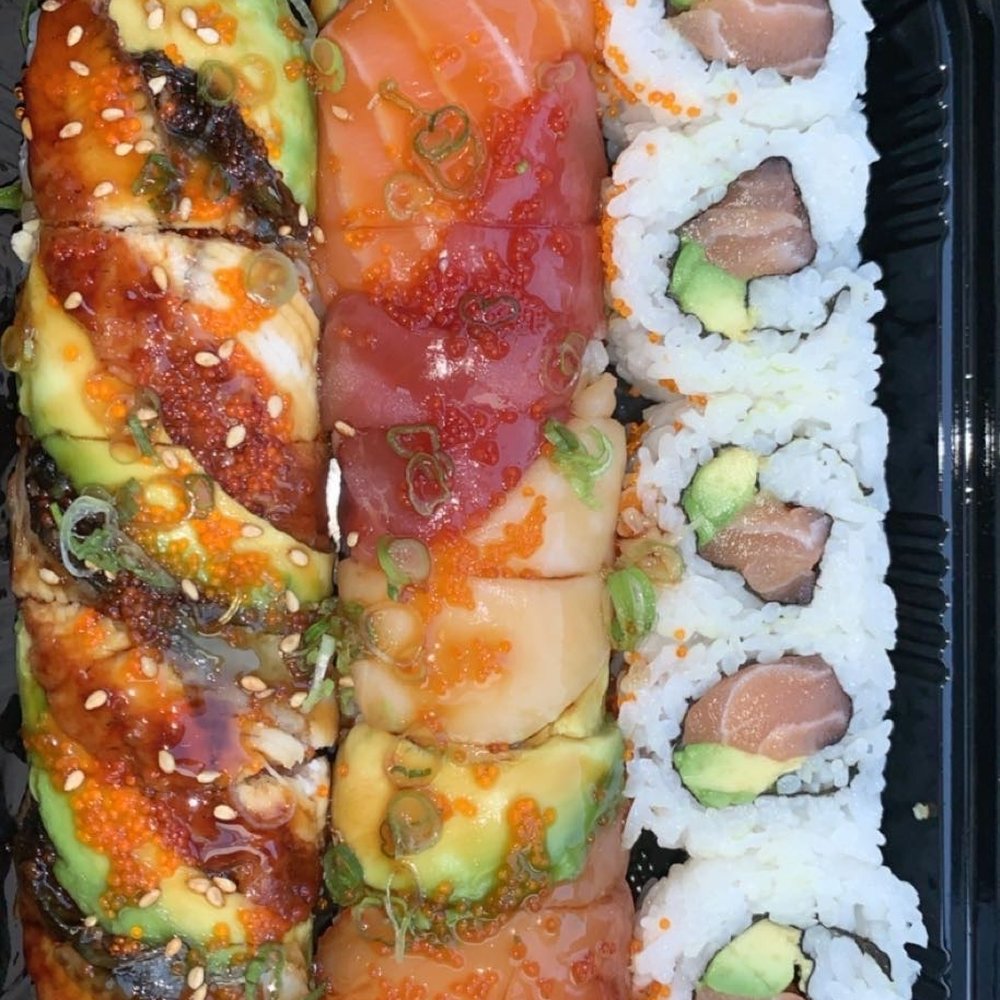Bashamichi Sushi and Bar - (Left to right)R3. Dragon Roll , R2. Rainbow Roll, R12. Alaska Roll - Japanese Near Me - Millbrae, California Bashamichi Sushi and Bar - (Left to right)R3. Dragon Roll , R2. Rainbow Roll, R12. Alaska Roll - Japanese Near Me - Millbrae, California