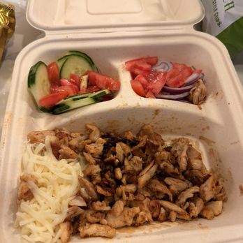 Wana Shawarma - Chicken plate: this 1/4 cup of old grease soaked meat and veggies will cost you over $20.... - Food Trucks Near Me - Snoqualmie, Washington