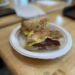 Breakfast pastrami sandwich Breakfast pastrami sandwich