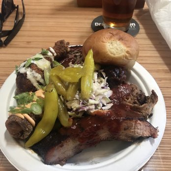 The Chefs Touch - Sampler platter with ribs, pulled pork, tri-tip, fried chicken, Mac n' cheese egg rolls, coleslaw, peppers, bun. $20 - Caterers Near Me The Chefs Touch - Sampler platter with ribs, pulled pork, tri-tip, fried chicken, Mac n' cheese egg rolls, coleslaw, peppers, bun. $20 - Caterers Near Me