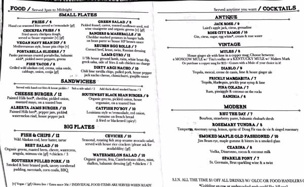 Menu photo 8 Alberta Street Pub Portland, OR