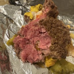 My half-eaten raw burger.