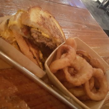 Burger Bench - Patty melt and side of onion rings - American Near Me - Escondido, California