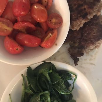 The Root Cellar Cafe - Sauteed tomatoes, sauteed spinach & sausage - Breakfast & Brunch Near Me - San Marcos, Texas