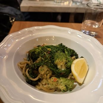 RT Bistro - Brassica 'scampi,' chow mein, Meyer lemon, garlic - New American Near Me - San Francisco, California