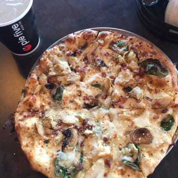 Pie Five Pizza - Mushroom chicken bacon spinach garlic artichoke and Parmesan pizza. - Pizza Near Me - Lubbock, Texas