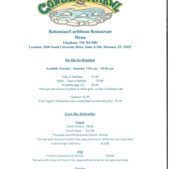 Conch Krawl - Menu Page 1 - Caribbean Near Me - Miramar, Florida