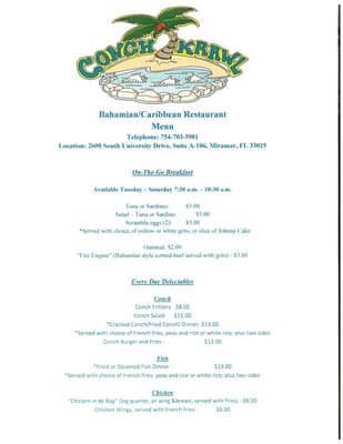 Menu photo 4 Conch Krawl Miramar, FL
