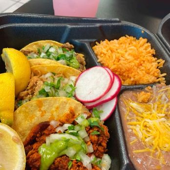 Fuego Cravings - Street tacos special w/ asada, chicken, pastor and beans/rice - Mexican Near Me - Rancho Cucamonga, California