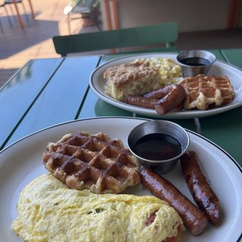 Magnolia Point - Omelette with conecuh link & waffle side Breakfast plate with conecuh link & waffle side - Seafood Near Me - Birmingham, Alabama Magnolia Point - Omelette with conecuh link & waffle side Breakfast plate with conecuh link & waffle side - Seafood Near Me - Birmingham, Alabama
