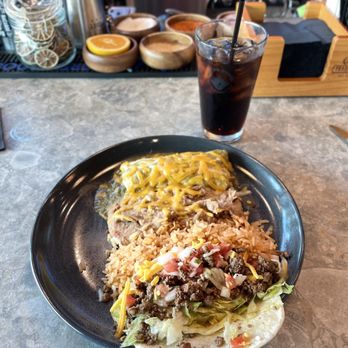 Mucho Gusto - $12 lunch combo: beef taco and beef enchilada with green sauce, rice & beans - Mexican Near Me - Gambrills, Maryland Mucho Gusto - $12 lunch combo: beef taco and beef enchilada with green sauce, rice & beans - Mexican Near Me - Gambrills, Maryland